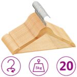 Provira 20-delige Kledinghangerset anti-slip hardhout