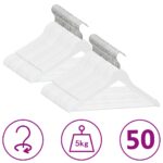 Provira 50-delige Kledinghangerset anti-slip hardhout wit