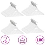 Provira 100-delige Kledinghangerset anti-slip hardhout wit