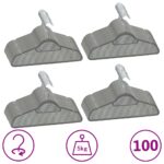 Provira 100-delige Kledinghangerset anti-slip fluweel grijs