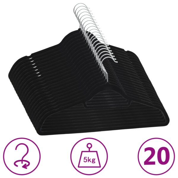 Provira 20-delige Kledinghangerset anti-slip fluweel zwart