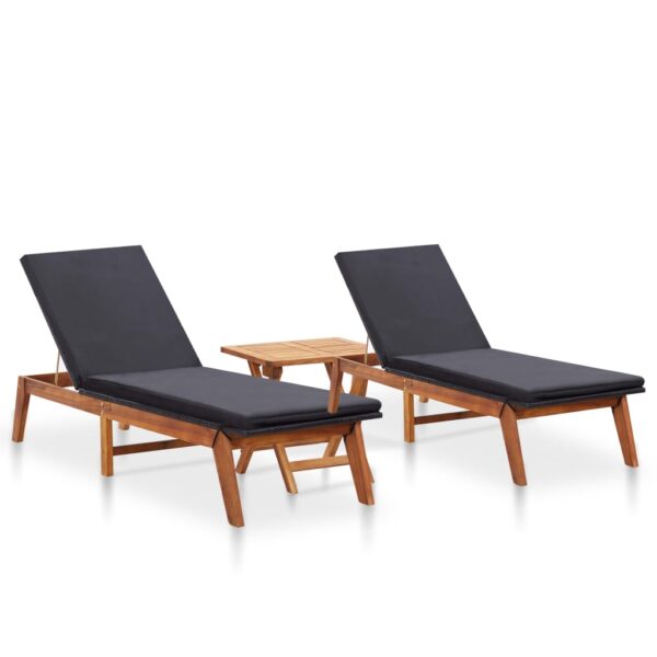 Provira Ligbedden 2 st met tafel poly rattan en massief acaciahout