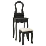 Provira Kaptafelset met kruk 50x59x136 cm paulowniahout zwart