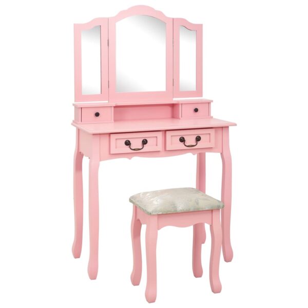 Provira Kaptafelset met kruk 80x69x141 cm paulowniahout roze