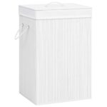 Provira Wasmand met 2 vakken 72 L bamboe wit