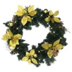Provira Kerstkrans met LED lampjes 60 cm PVC groen