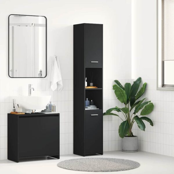 Provira Badkamerkast 30x30x183,5 cm bewerkt hout zwart