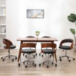 Provira Eetkamerstoelen draaibaar 6 st gebogen hout en kunstleer zwart