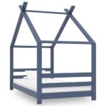 Provira Kinderbedframe massief grenenhout grijs 80x160 cm