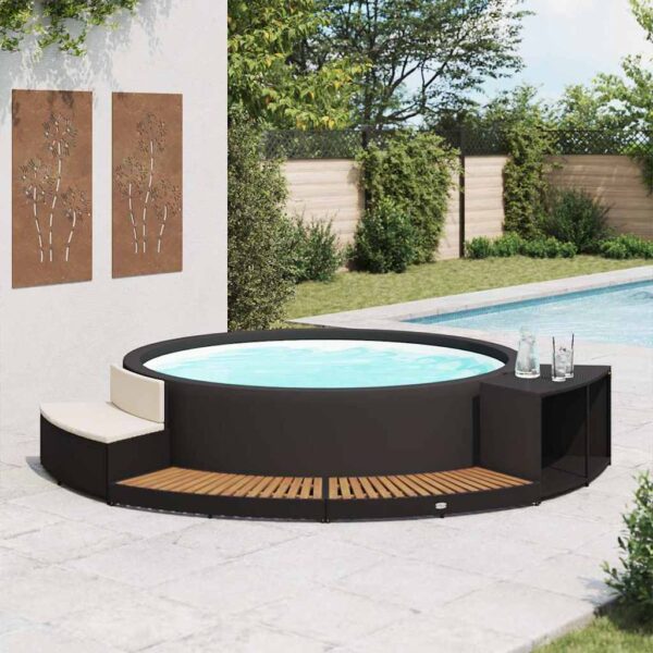 Provira Spa-ombouw poly rattan en acaciahout zwart