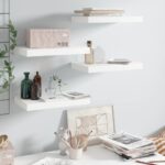 Provira Wandschappen zwevend 4 st 40x23x3,8 cm MDF hoogglans wit
