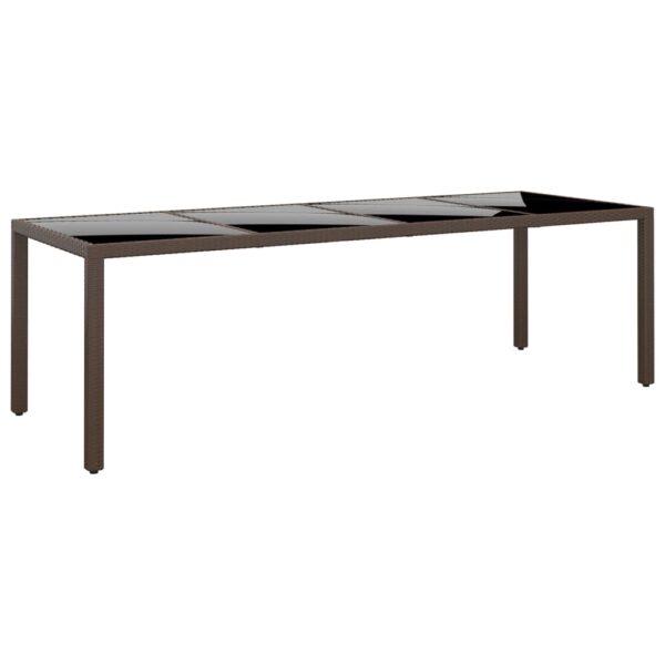 Provira Tuintafel met glazen blad poly rattan bruin