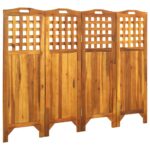 Provira Kamerscherm met 4 panelen 161x2x120 cm massief acaciahout