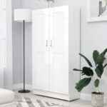Provira Boekenkast 82,5x30,5x150 cm bewerkt hout hoogglans wit