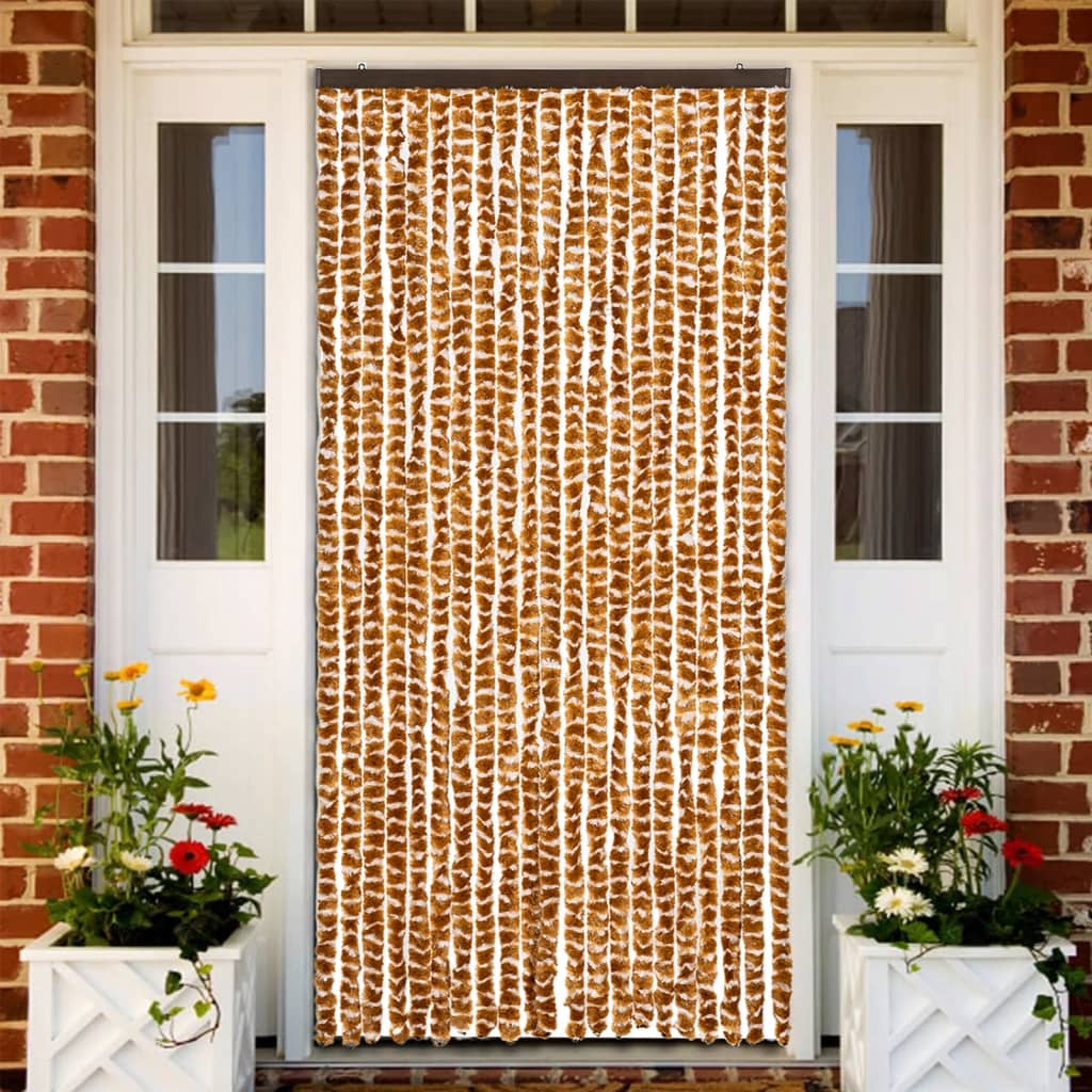 8720286140949_m_en_hd_1 Provira Vliegengordijn 90x220 cm chenille oker en wit - Image 1