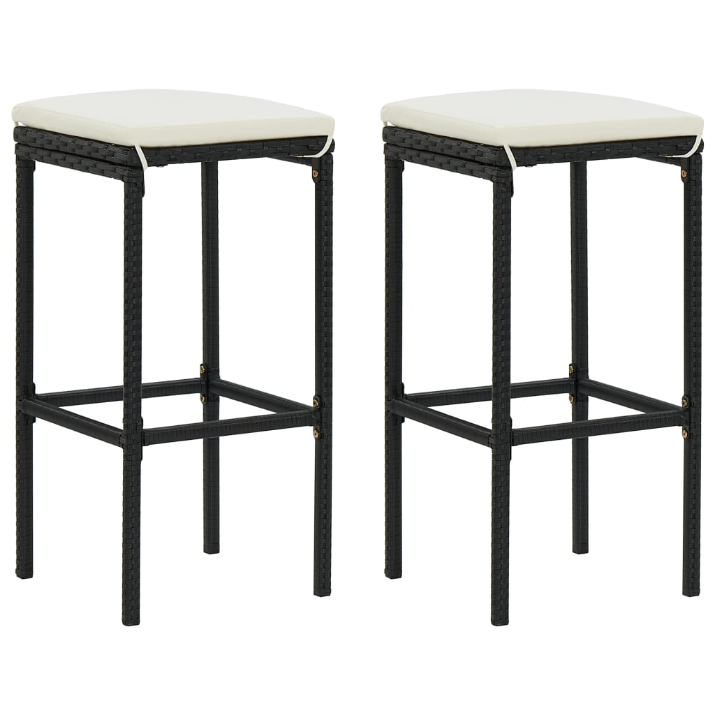 8720286146439_a_en_hd_1 Provira Barkrukken met kussens 2 st poly rattan zwart - Image 1