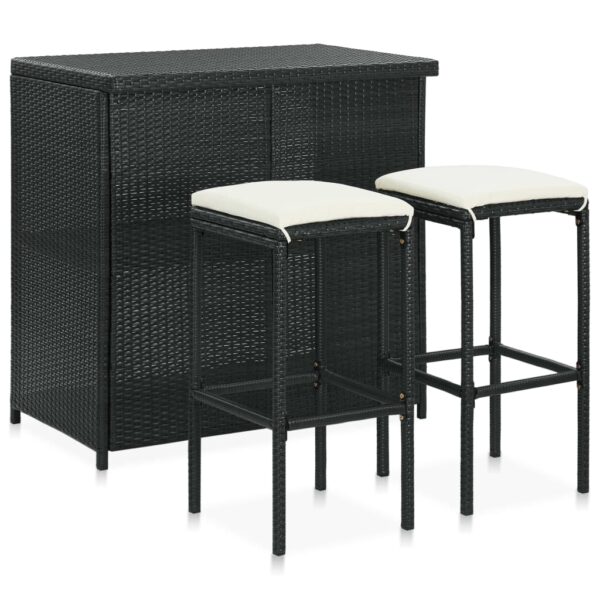 Provira 3-delige Barset poly rattan zwart
