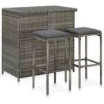 Provira 3-delige Barset poly rattan grijs