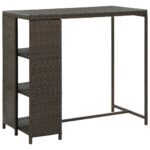 Provira Bartafel met opbergrek 120x60x110 cm poly rattan bruin