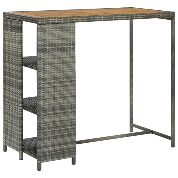 Provira Bartafel met opbergrek 120x60x110 cm poly rattan grijs