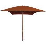 Provira Parasol met houten paal 200x300 cm terracottakleurig