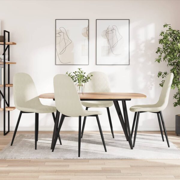Provira Eetkamerstoelen 4 st fluweel crèmewit