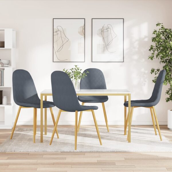 Provira Eetkamerstoelen 4 st fluweel donkergrijs