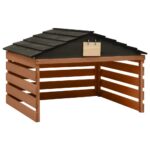 Provira Overkapping voor grasmaaier 78x74x54 cm vurenhout zwart bruin