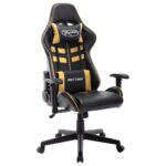 Provira Gamestoel kunstleer zwart en goudkleurig