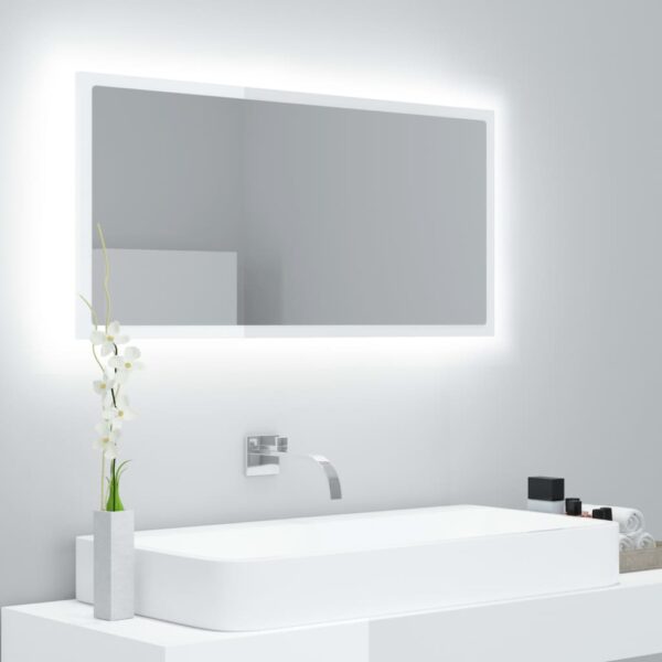 Provira Badkamerspiegel LED 90x8,5x37 cm acryl hoogglans wit