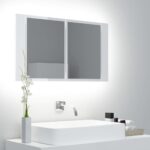Provira Badkamerkast met spiegel en LED 80x12x45 cm acryl hoogglans wit