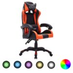 Provira Racestoel met RGB LED-verlichting kunstleer oranje en zwart