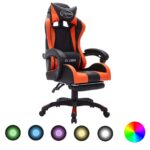 Provira Racestoel met RGB LED-verlichting kunstleer oranje en zwart