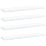 Provira Wandschappen 4 st 40x10x1,5 cm bewerkt hout wit