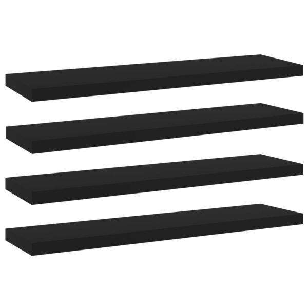 Provira Wandschappen 4 st 40x10x1,5 cm bewerkt hout zwart