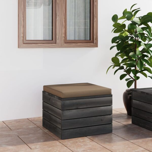 Provira Tuinhocker met taupe kussen pallet grenenhout