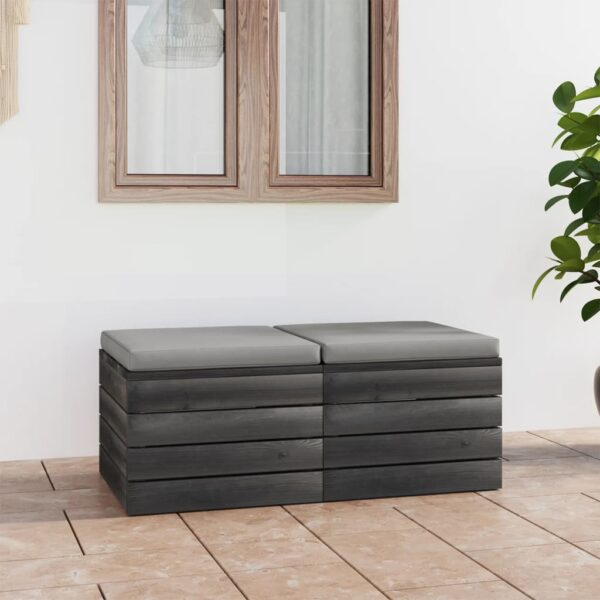 Provira Tuinhockers 2 st met kussens pallet massief grenenhout
