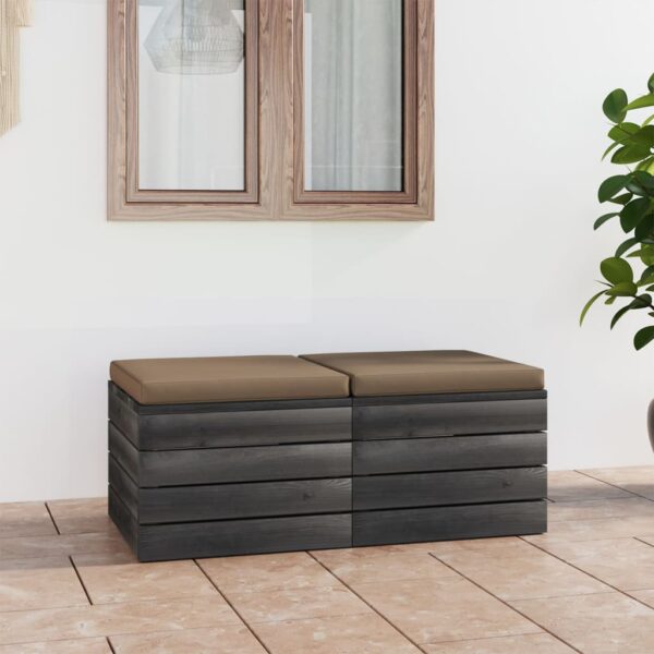 Provira Tuinhockers 2 st met kussens pallet massief grenenhout