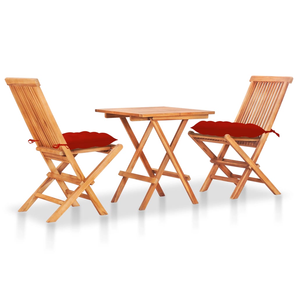 8720286271704_a_en_hd_1 Provira 3-delige Bistroset met rode kussens massief teakhout - Image 1