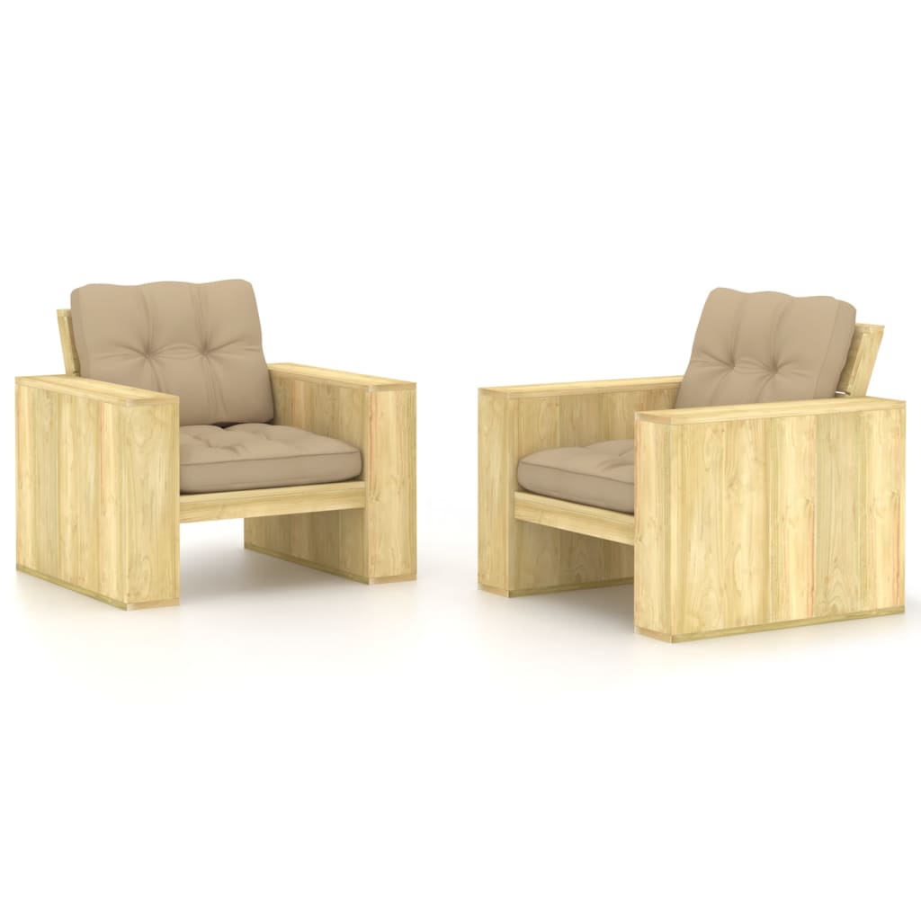 8720286302118_a_en_hd_1 Provira Tuinstoelen 2 st met beige kussens geïmpregneerd grenenhout - Image 1