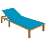 Provira Ligbed met blauw kussen geïmpregneerd grenenhout