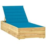 Provira Ligbed met blauw kussen geïmpregneerd grenenhout