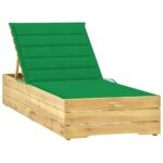 Provira Ligbed met groen kussen geïmpregneerd grenenhout