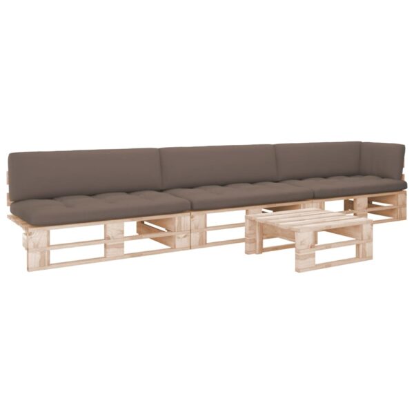 Provira 4-delige Loungeset pallet met kussens geïmpregneerd grenenhout