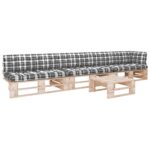 Provira 4-delige Loungeset pallet met kussens geïmpregneerd grenenhout