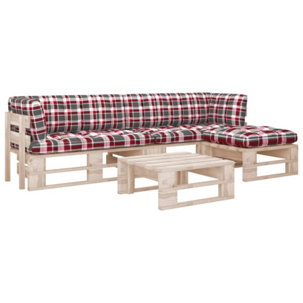 Provira 4-delige Loungeset pallet met kussens geïmpregneerd grenenhout