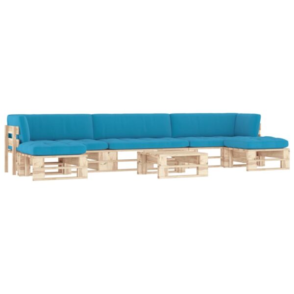Provira 6-delige Loungeset pallet met kussens geïmpregneerd grenenhout