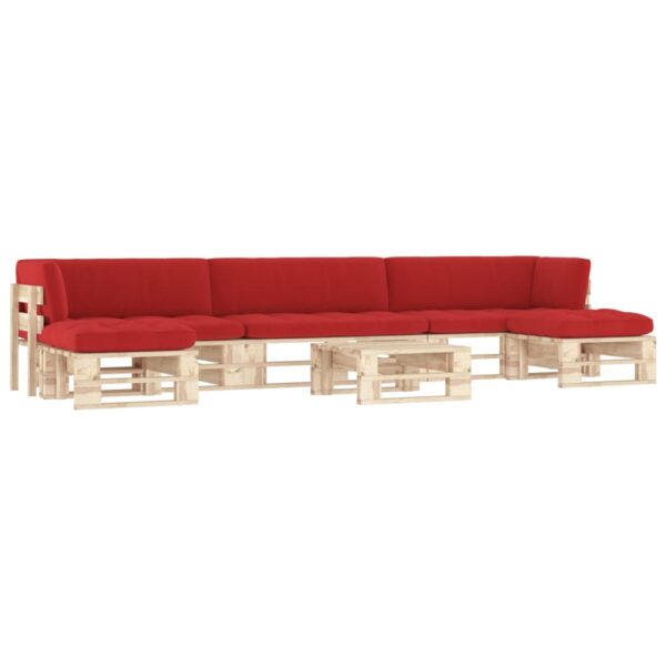 Provira 6-delige Loungeset pallet met kussens geïmpregneerd grenenhout