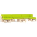 Provira 6-delige Loungeset pallet met kussens geïmpregneerd grenenhout