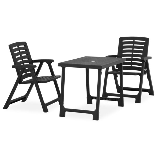 Provira 3-delige Bistroset inklapbaar kunststof grijs